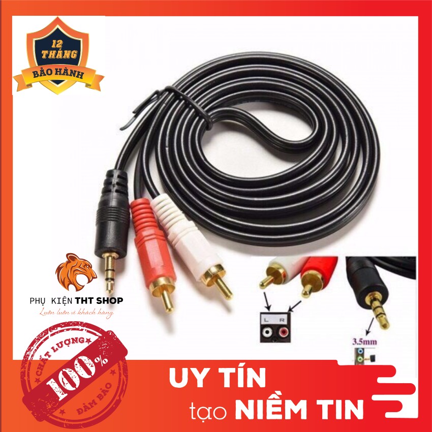 Cáp loa jack 3.5 ra 2 AV dài 1.8M 3M 5M cao cấp (dây loa 1 ra 2)