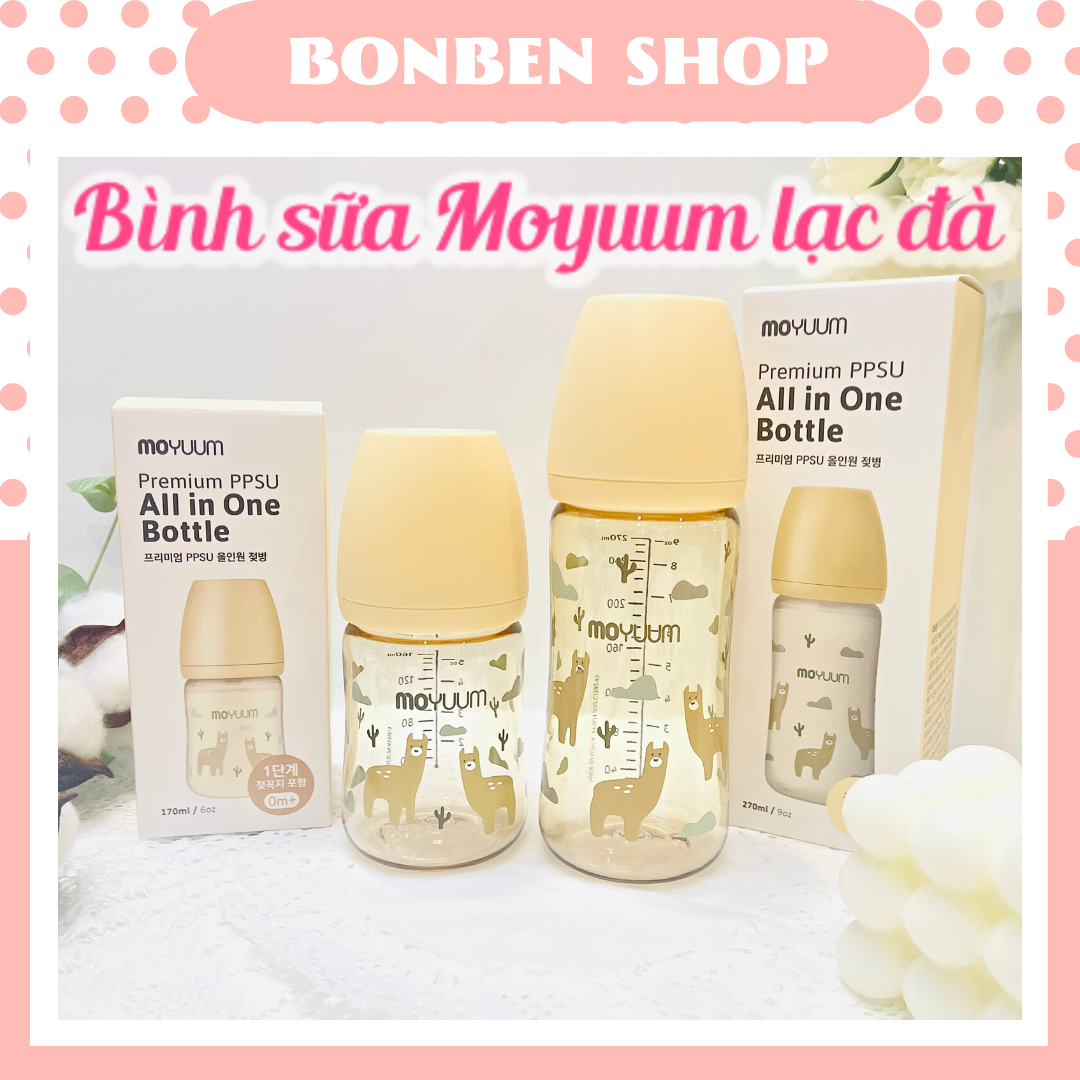 BÌNH SỮA MOYUUM LẠC ĐÀ SIZE 170ML - 270ML, TÙY CHỌN SIZE NÚM, BONBEN SHOP CAM KẾT HÀNG CHÍNH HÃNG