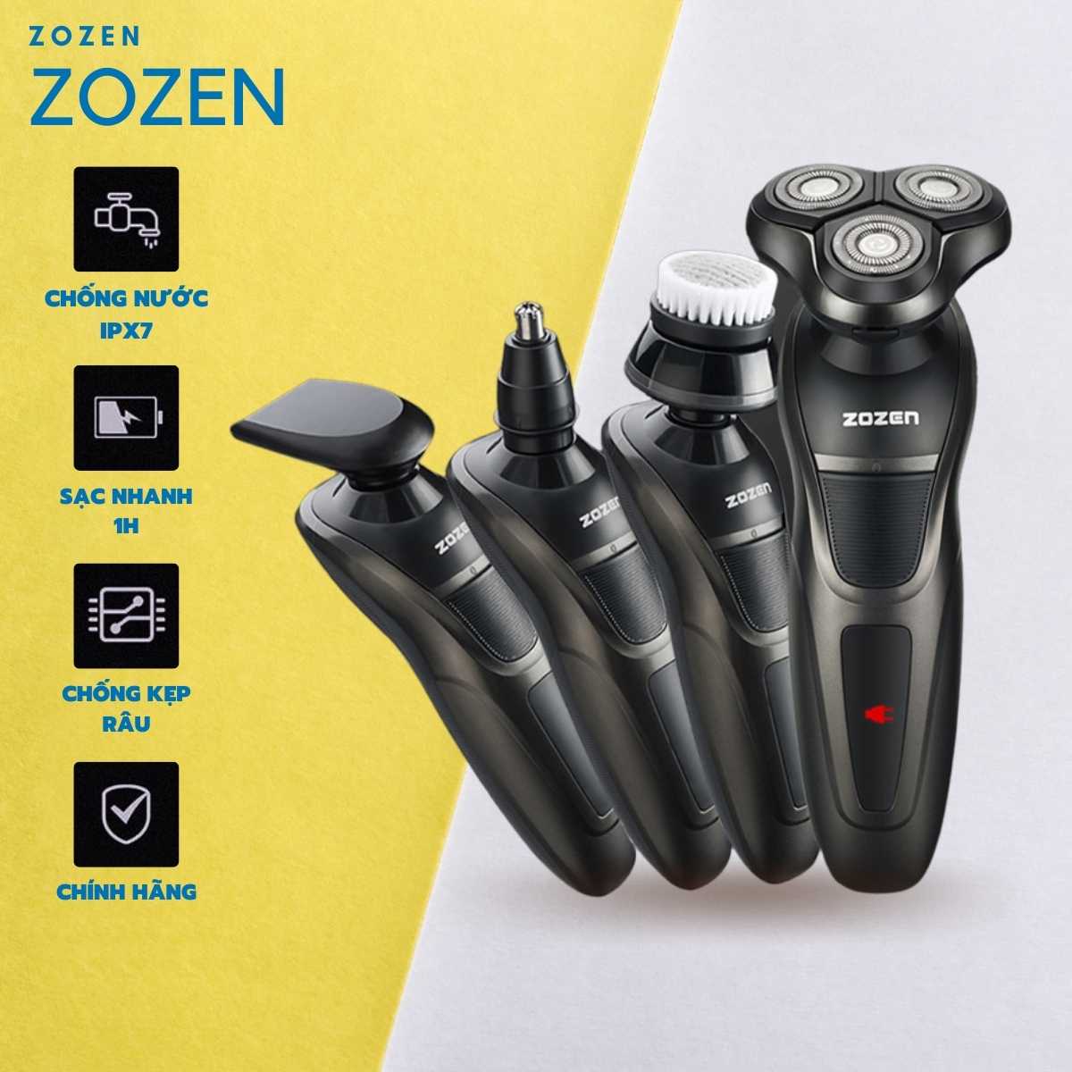 Máy cạo râu 3D đa năng Zozen Đen 3 trong 1 chính hãng chống nước, sạc nhanh, cạo sát, êm  ( Bảo hành 24 tháng ) - Mikit House