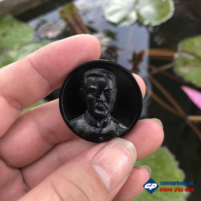 Mặt dây chuyền cha Trương Bửu Diệp Đá Đen Obsidian M348