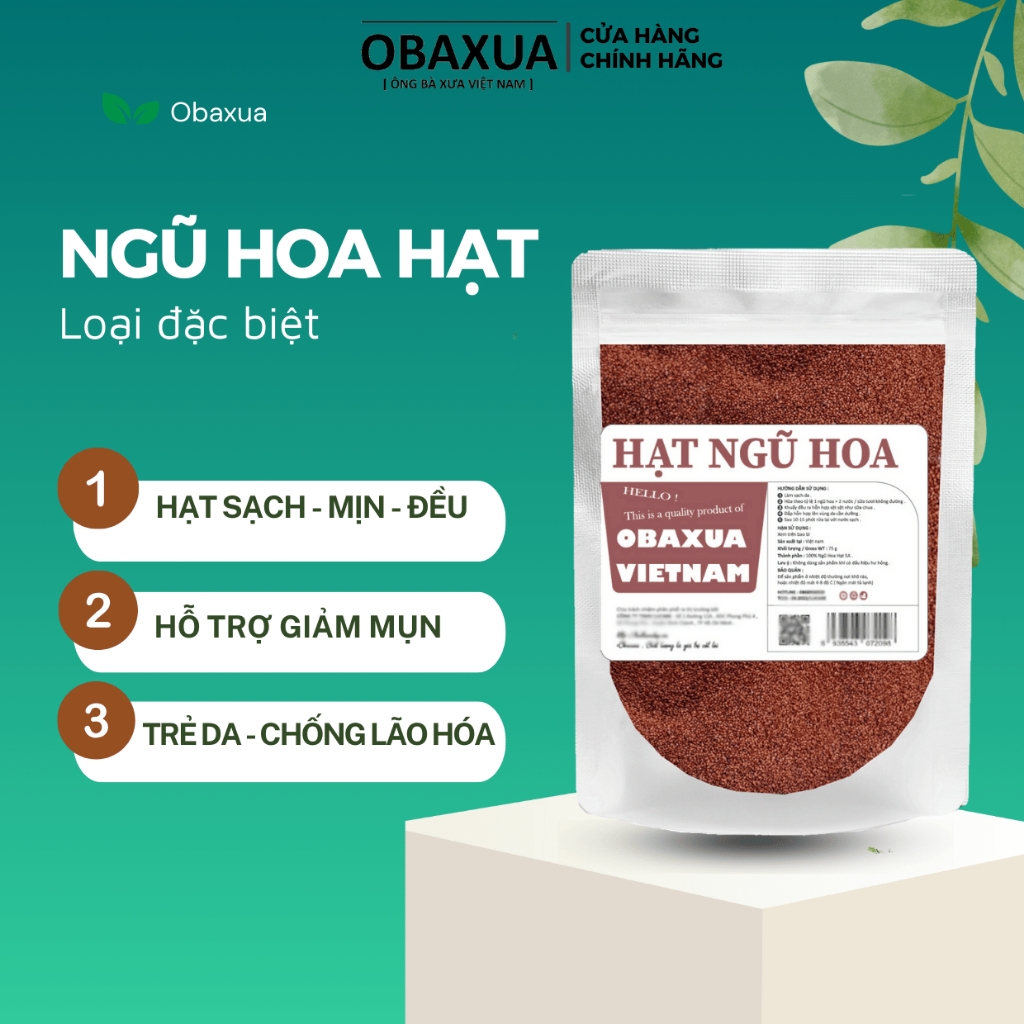 Ngũ Hoa Hạt Nguyên Chất Loại 1 Obaxua - Mặt Nạ Đắp Mặt Giảm & Ngừa Mụn Dưỡng Sáng Da