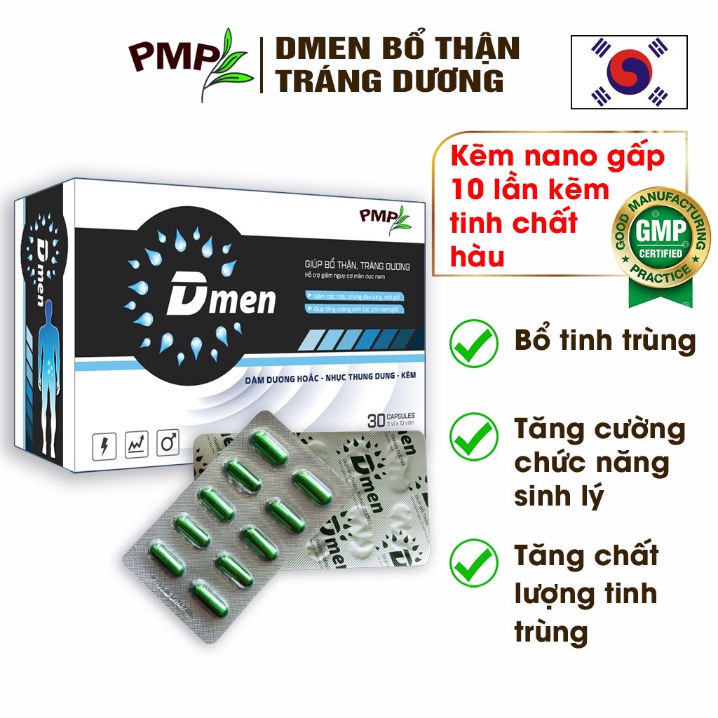 (TẶNG 3 GÓI MUỐI KIỀM) Dmen PMP Tăng Cường Chất Lượng Tinh Trùng ( Hộp 30 viên)