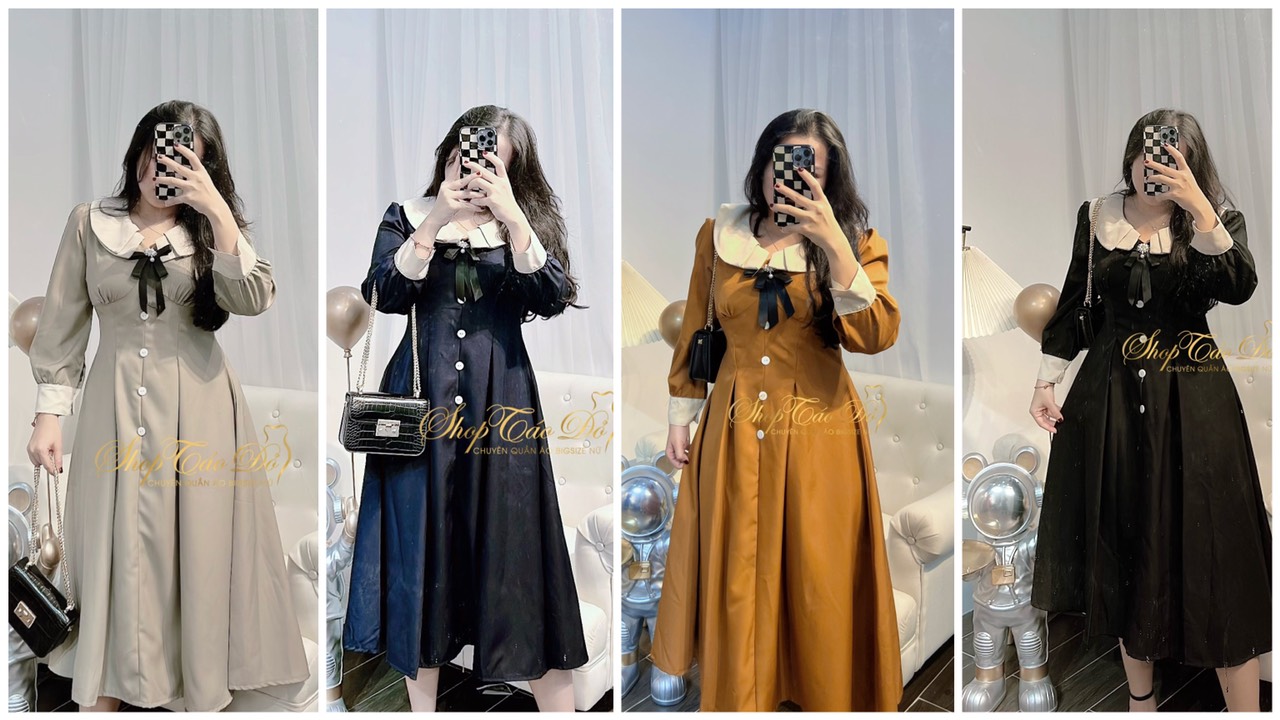 Đầm cổ v kiểu vintage sang chảnh d96 🍎🍎🍎