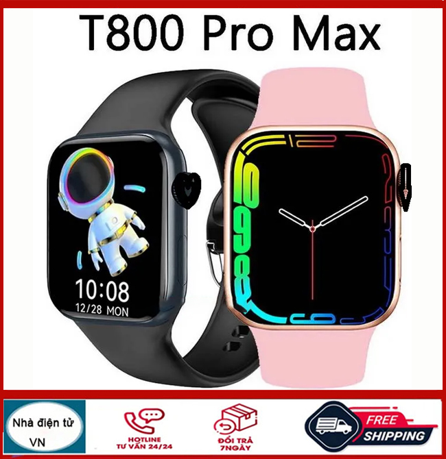 Smart Watch T800 PROMAX Version 5.0 Bluetooth Connection, Heart Rate Monitor, Call Phone Connection, Receive Notifications, Water Resistant