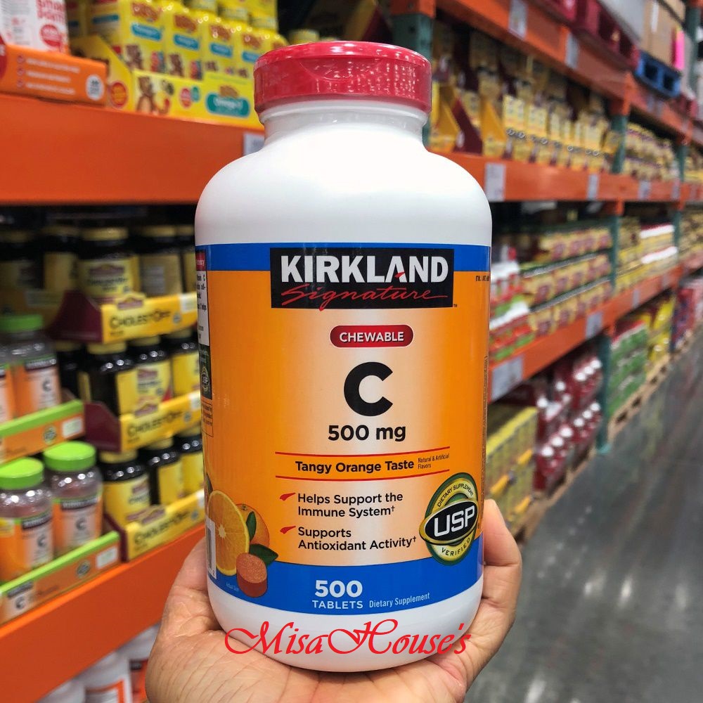 Viên kẹo ngậm Vitamin C 500 mg Kirkland Hộp 500 Viên của Mỹ