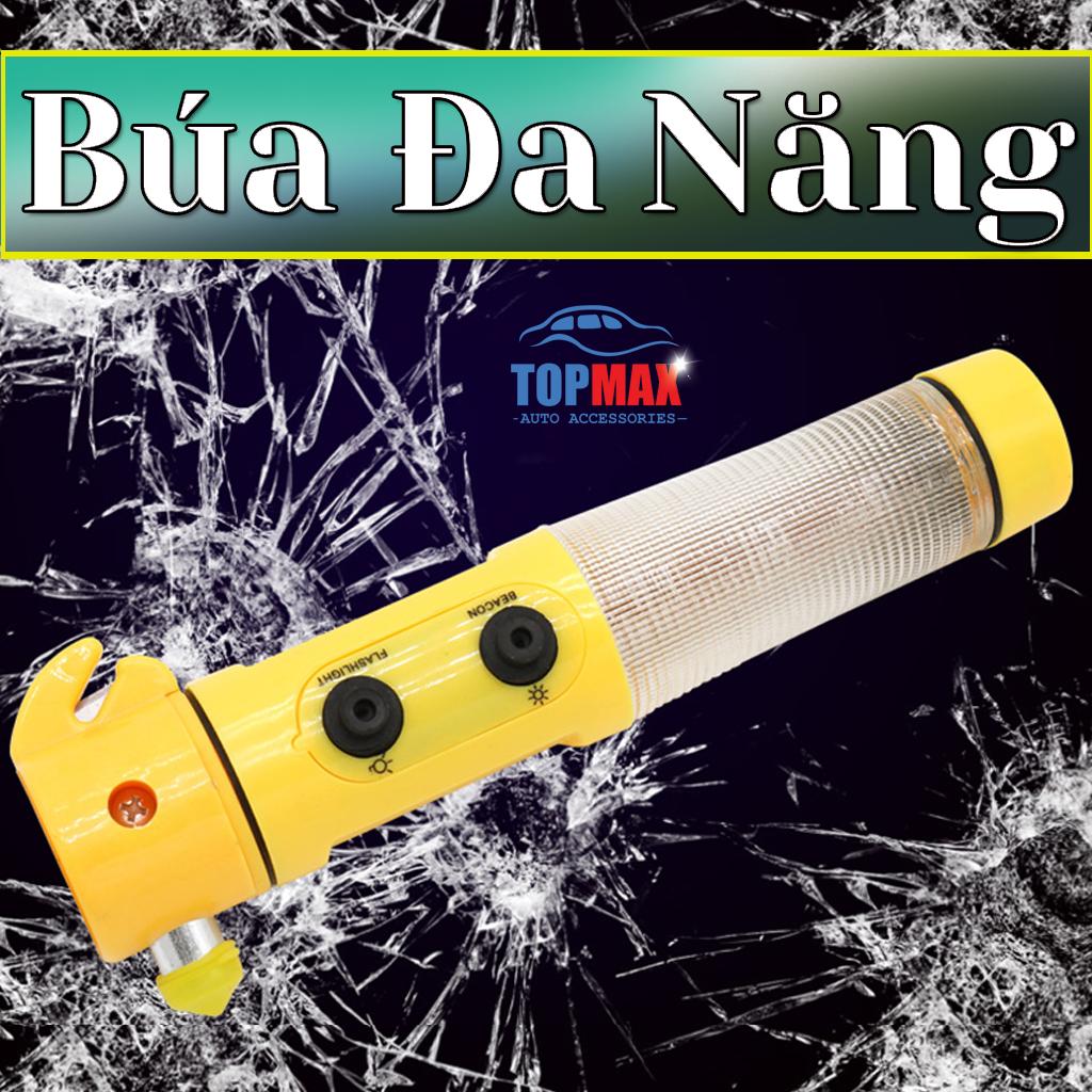 Búa Thoát Hiểm Đa Năng Cho Ô Tô 4 Trong 1 Có Đèn