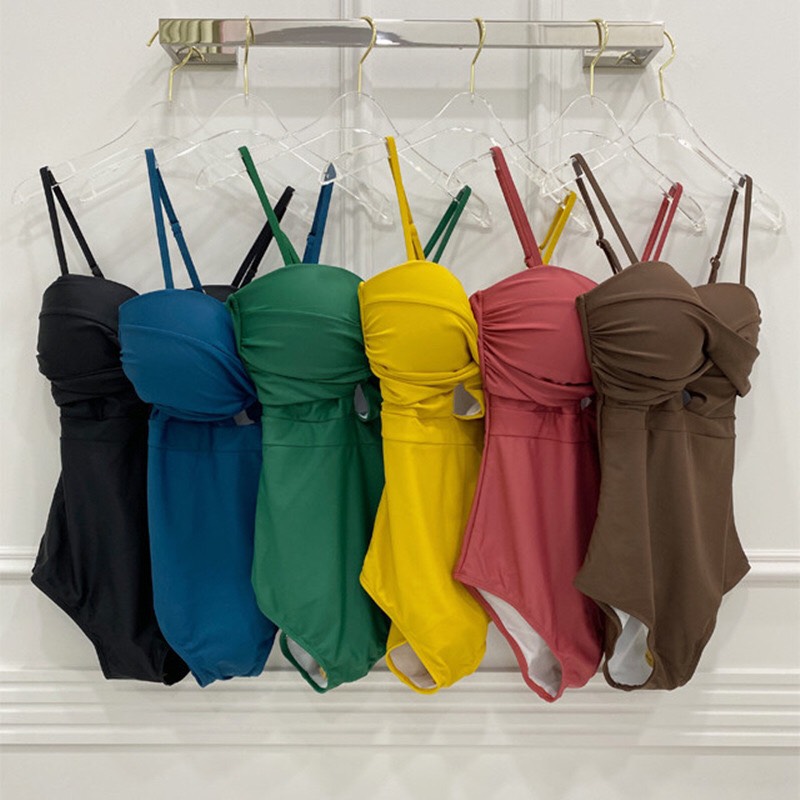 Set bikini liền mảnh cúp xoắn đủ màu sành điệu