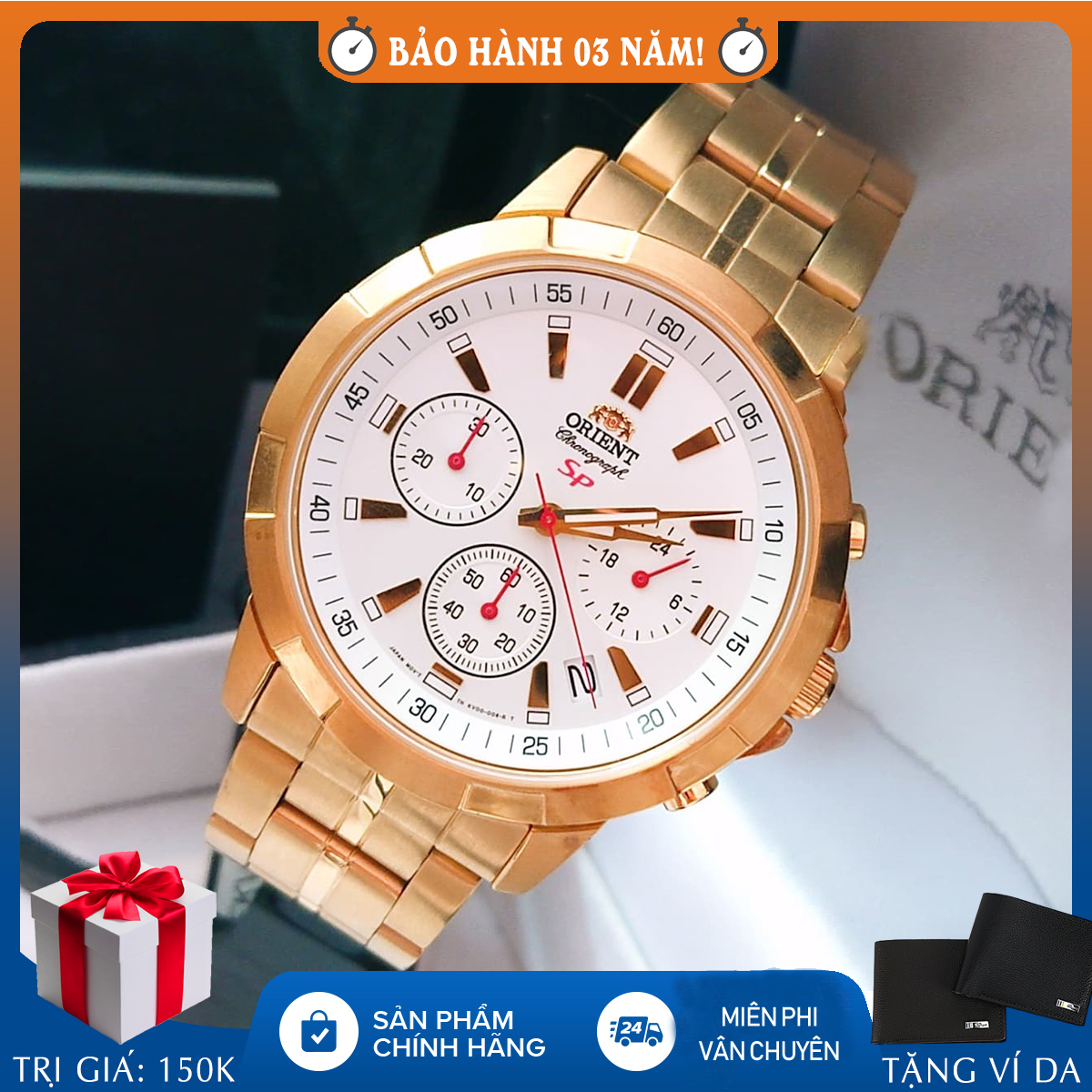 Đồng hồ nam orient fkv00002w0 chronograph , dây thép