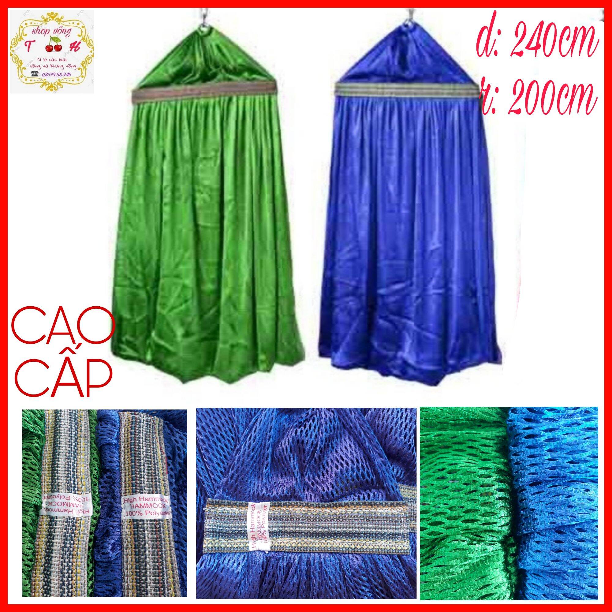 Võng lưới người lớn Loại 1- Võng dù cán thép 44cm vải dù cao cấp - Lưới Võng