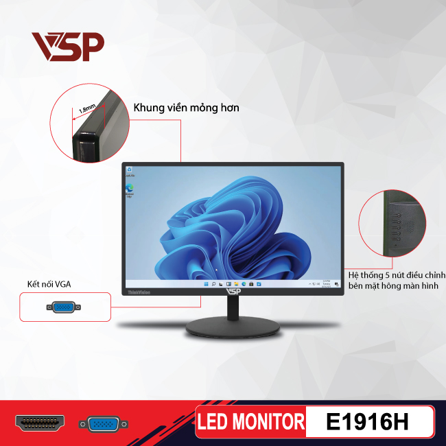 Màn hình VSP 19 inch LED Monitor E1916H Màn hình bảo vệ mắt  Bảo hành 36 tháng