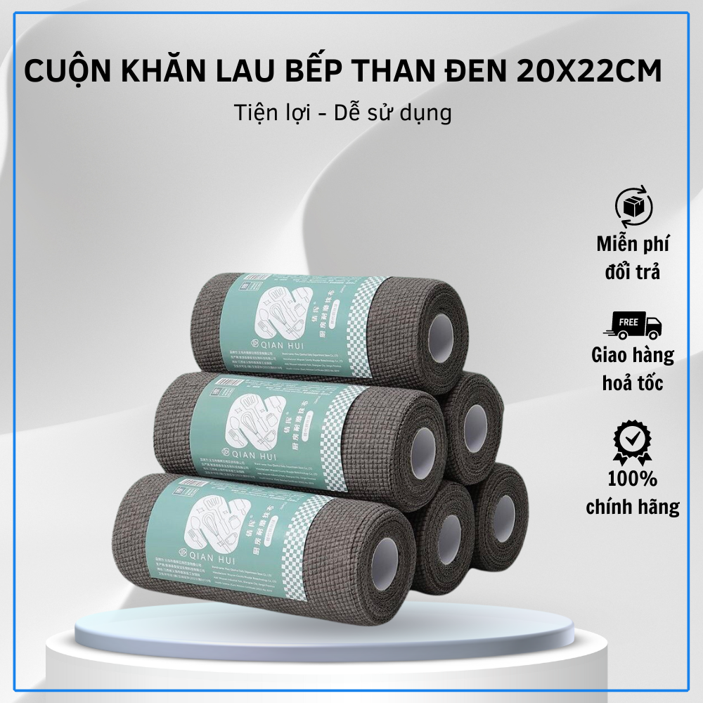 Cuộn khăn lau bếp than đen đa năng có thể tái sử dụng 20x22cm Khăn Giấy