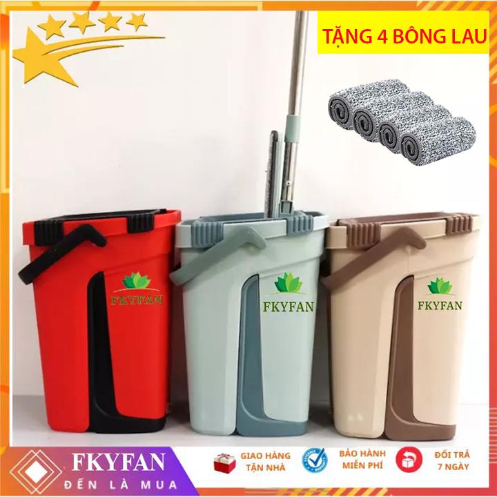 SHIP RẺ [ BỘ XÔ GỒM :: THÙNG + CÂY LAU + BÔNG LAU ] Bộ cây lau nhà tự vắt xoay 360 độ đa năng, chổi lau nhà thông minh, xô thùng lau nhà vắt tiện lợi tiết kiệm thời gian,thùng lau nhà hai ngăn giặt vắt