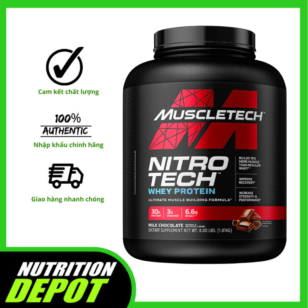 Sữa tăng cơ Nitrotech Muscletech 4lbs 40 lần dùng 1.8kg - Nutrition Depot