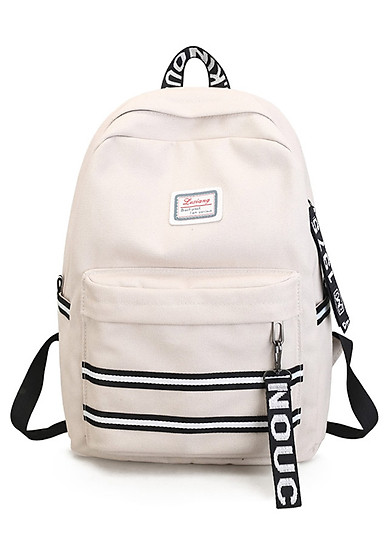 [HCM][FREESHIP] Balo nam nữ đi học thời trang đựng vừa khổ giấy a4 - HAI SỌC TRẮNG ĐEN