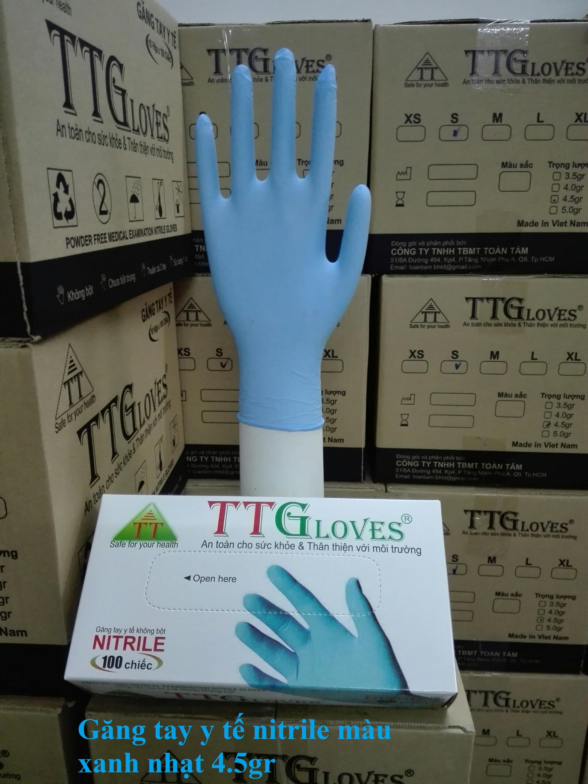 Găng tay y tế không bột TTGloves xanh loại dày Size M