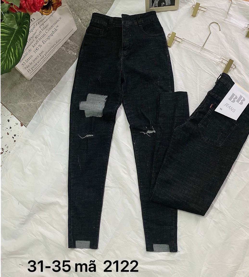Quần jean nữ rách lưng cao siêu co giãn size đại đến 80kg hàng VNXK thời trang bigsize 2KJean MS2122