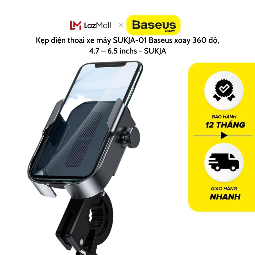 Kẹp điện thoại xe máy SUKJA-01 Baseus xoay 360 độ, 4.7 6.5 inchs HÀNG