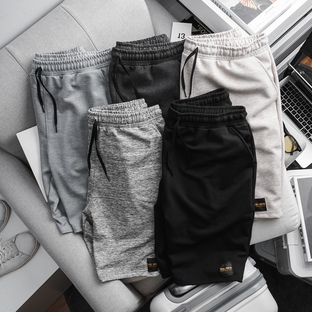 Quần short nỉ da cá dây đen nam bigsize 70 - .130kg