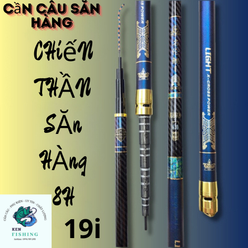 Cần câu tay Chiến Thần 8H, cần câu đơn câu đài chuyên săn hàng tải cá lớn từ 10-15Kg. Tải tĩnh 5Kg tặng ngọn và phao câu đài,