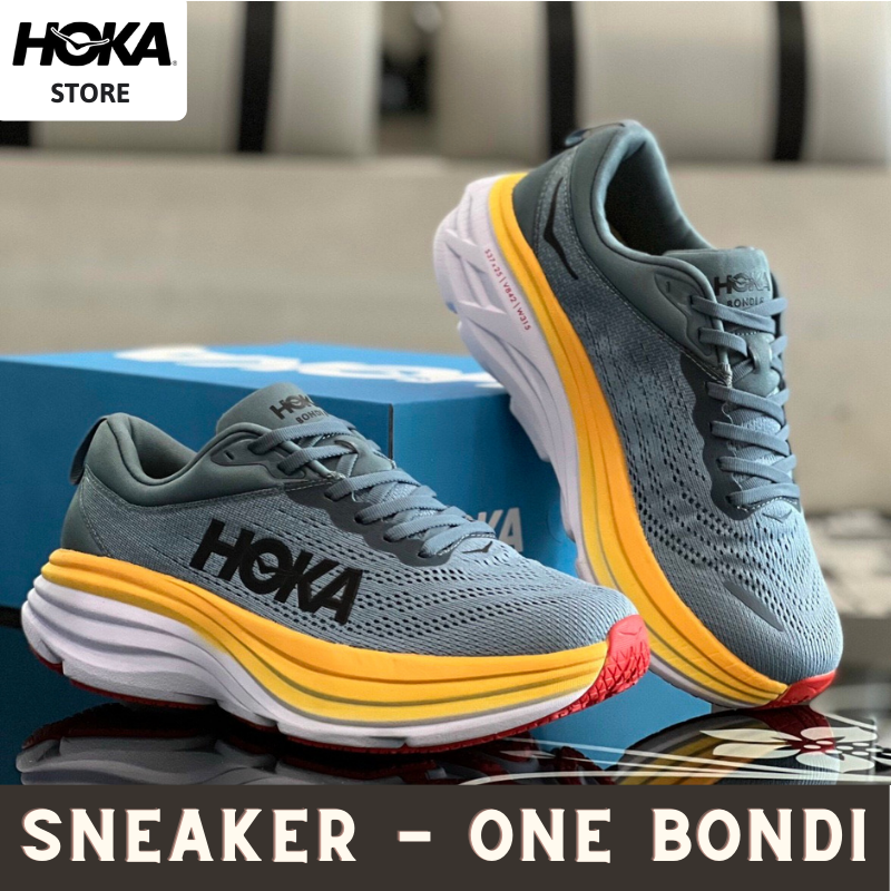 HOT DEAL - Giày HOKA ONE BONDI 8 - Sneaker Nam Nữ Chạy Bộ Gym - Tặng Tất Vớ