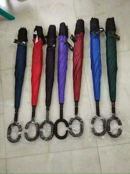 Ô dù gấp ngược 3D thông minh in hình hoa độc đáo