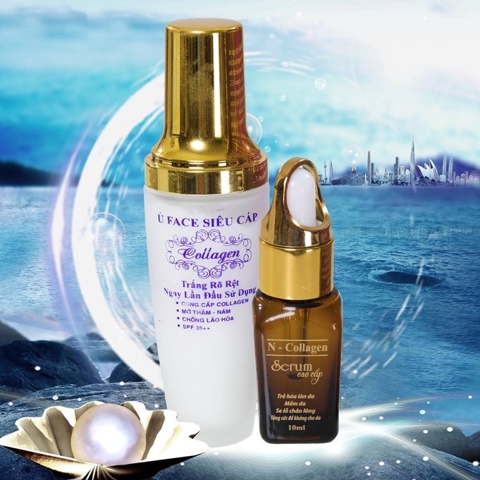 Ủ Trắng Face Siêu Cấp + Serum Cao Cấp Ncollagen - Dưỡng trắng da, giảm mụn m, tàn nhang