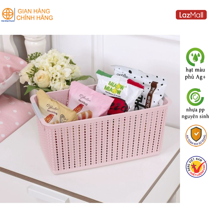 Giỏ nhựa đan mây đựng đồ đa năng 3 size Việt Nhật Plastic - 3415