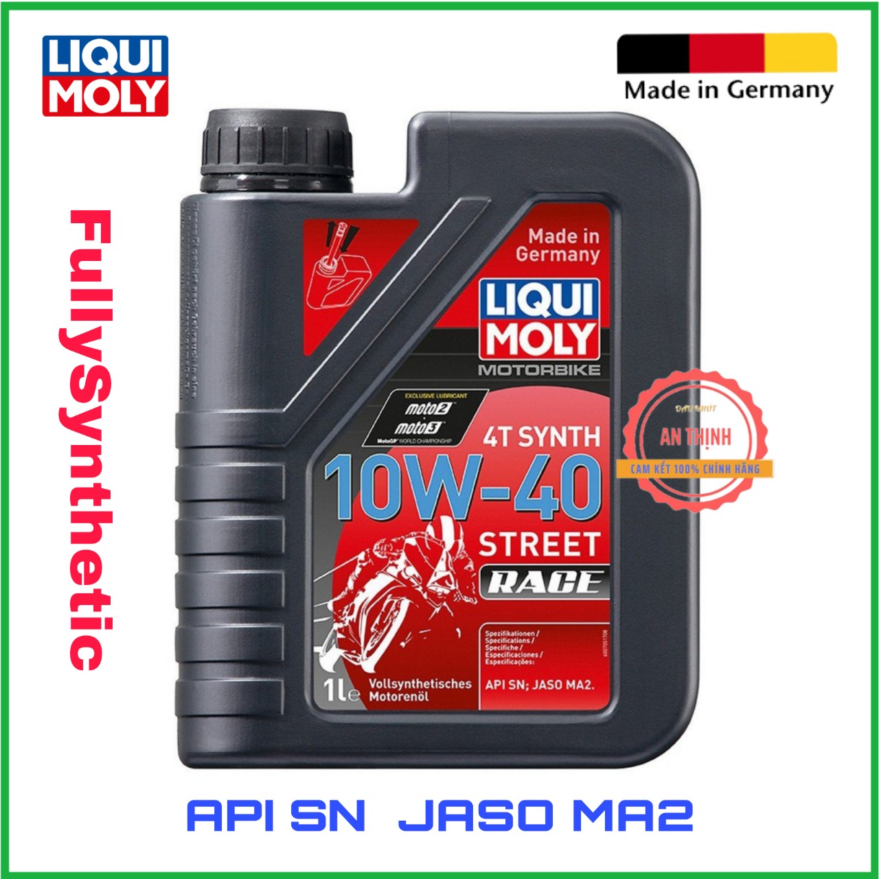 Nhớt FullySynthetic- Tổng Hợp Toàn Phần LIQUI MOLY SYNTH STREET RACE 10W40 1 Lít Cho Xe PKL-Côn Tay Nhập Khẩu Nguyên Chai Từ Đức.