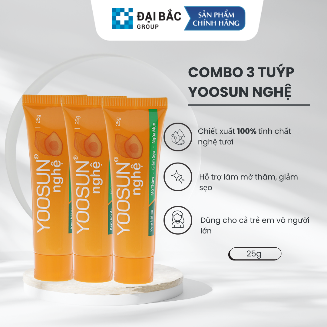 Combo 3 tuýp kem dưỡng da tinh chất nghệ YOOSUN ngừa sẹo, ngăn ngừa mụn, xóa thâm 25g/1 tuýp