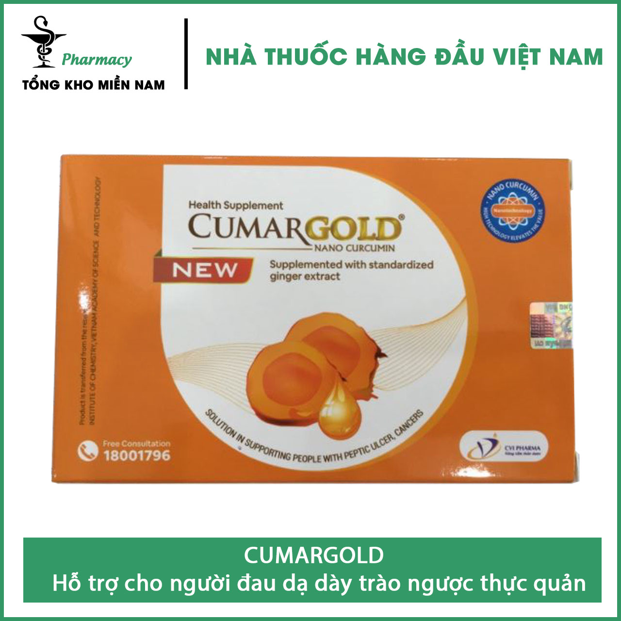 Viên uống cumargold mẫu mới - hỗ trợ bảo vệ niêm mạc dạ dày trào ngược dạ dày – hộp 30 viên – tổng kho miềnnam