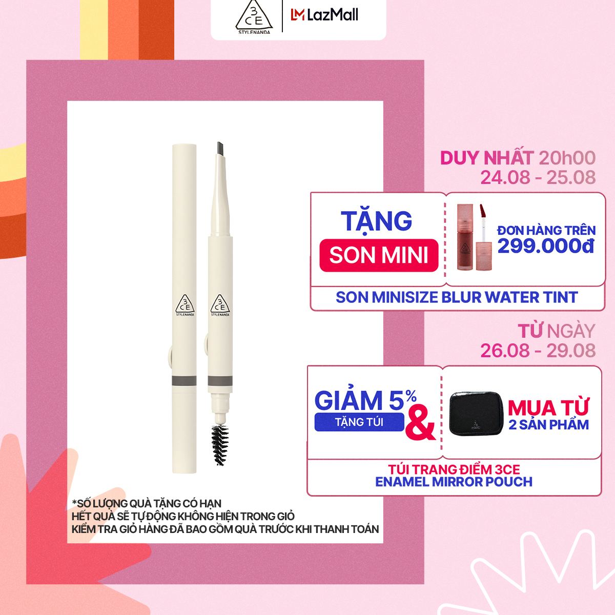 Bút chì kẻ mày 3ce easy brow designing pencil dễ dàng tạo nét cho chân mày