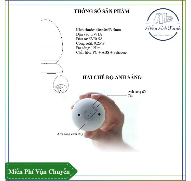 Đèn ngủ️freeship️đèn ngủ cảm ứng chạm hình trứng chim dễ thương, chất liệu silicon mềm mại đổi màu theo ý thích