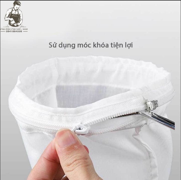 Vợt vải lọc trà có cán Inox dùng lọc trà, lọc hạt, lọc đậu nành, hấp xôi, hấp ngô, lọc đồ uống
