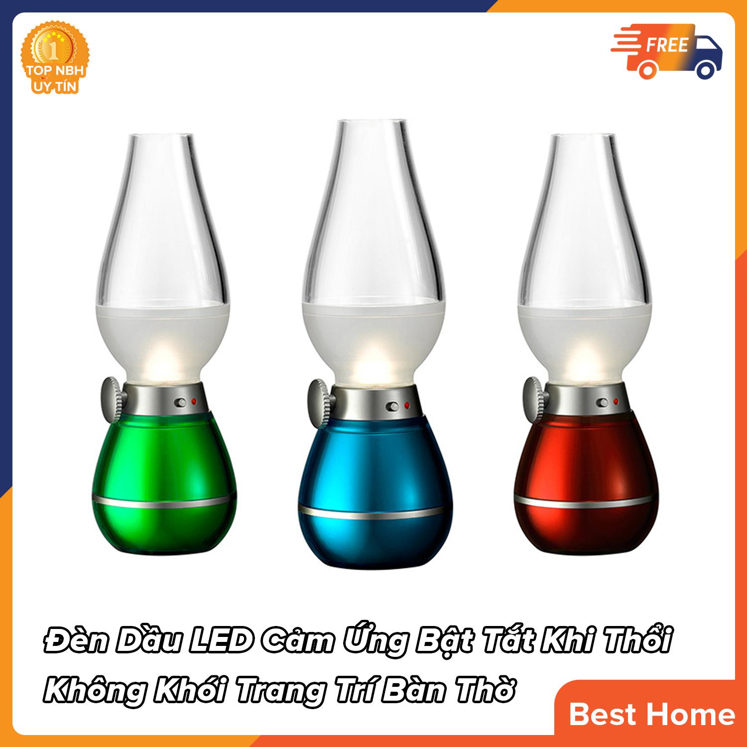 Đèn dầu LED điện tử cảm ứng bật tắt khi thổi – Đèn thờ trang trí không khói chỉnh độ sáng tuỳ ý, sạc pin nhanh chóng (giao màu ngẫu nhiên)