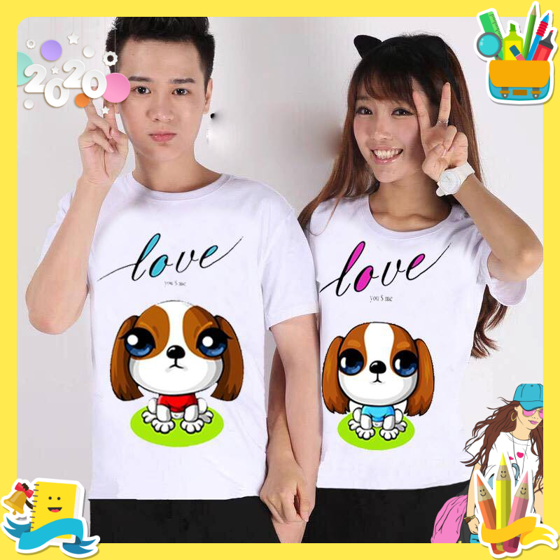 [SIÊU HIT HOT] Áo thun đôi nam nữ cún love ngắn tay, KIỀU ANH FASHION chuyên phối set quần áo, áo thun nam nữ, áo đôi, áo gia đình