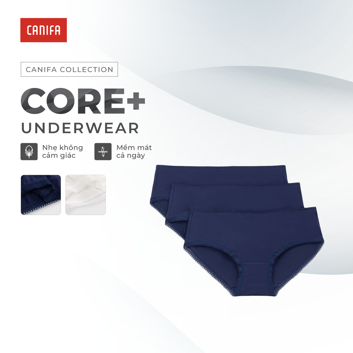 Combo 3 quần lót nữ CANIFA chất liệu mỏng, nhẹ, thoáng mát 6US25A005