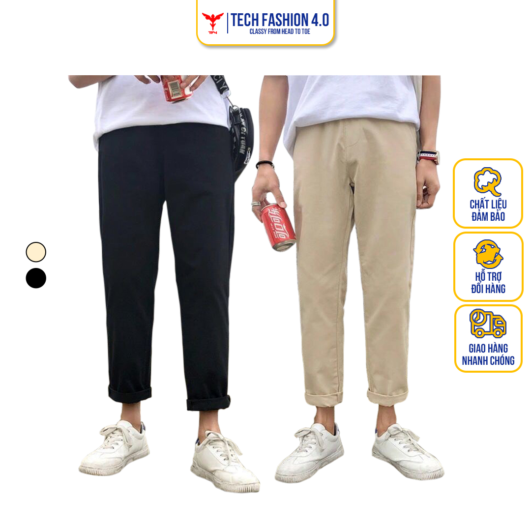 HOÀN TIỀN 15% - Quần Kaki Nam Baggy Ống Suông Basic Unisex ống rộng màu đen và be TF4