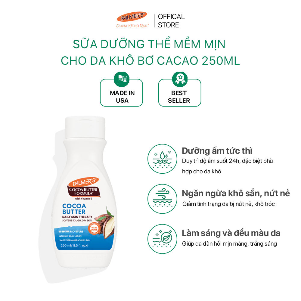 Sữa dưỡng thể cho da khô Bơ Cacao Palmer’s 250ml