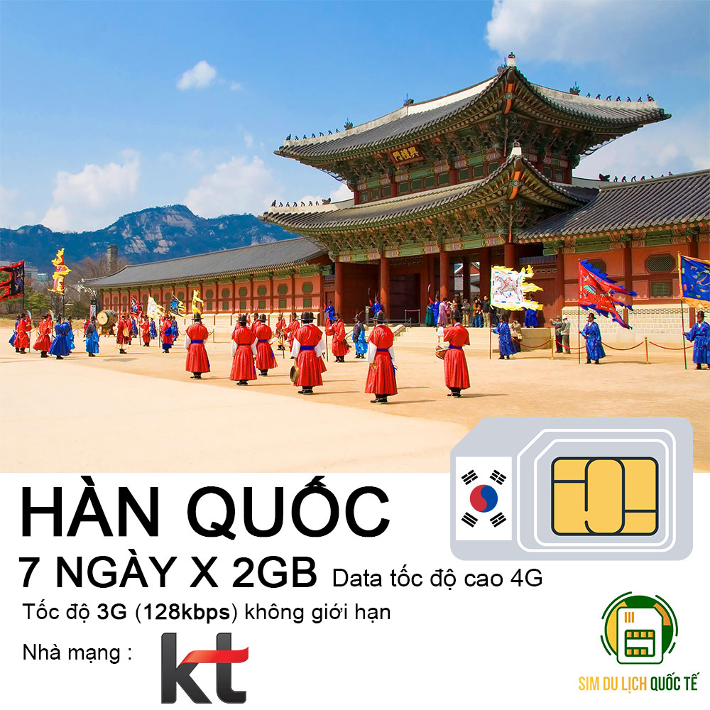 Freeship - chưa kích hoạt. sim data du lịch 4g hàn quốc 7 ngày - 2gb/ngày tốc độ cao.