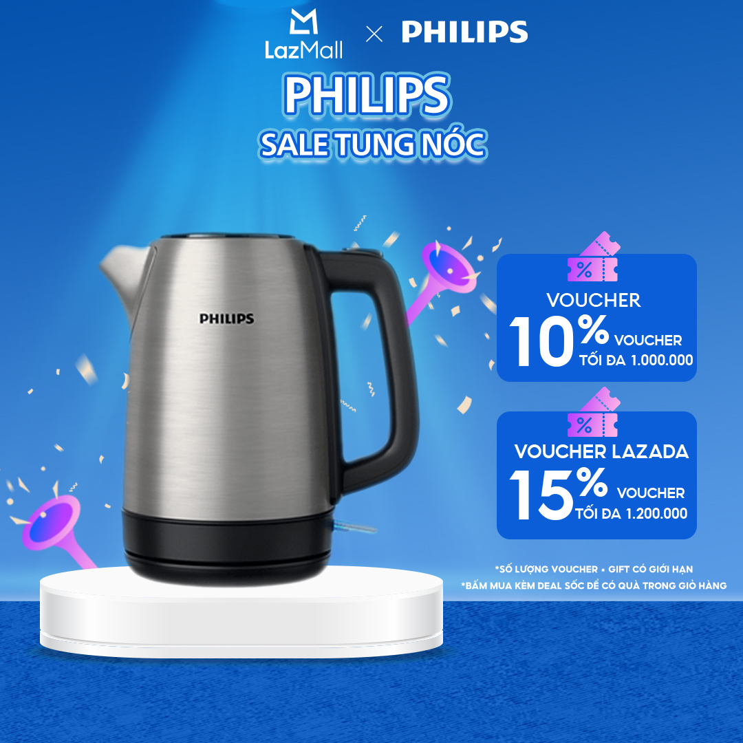 [QUÀ TẶNG HẤP DẪN - SLCH] Bình Đun Siêu Tốc Philips HD9350/90 - Hàng Phân Phối Chính Hãng