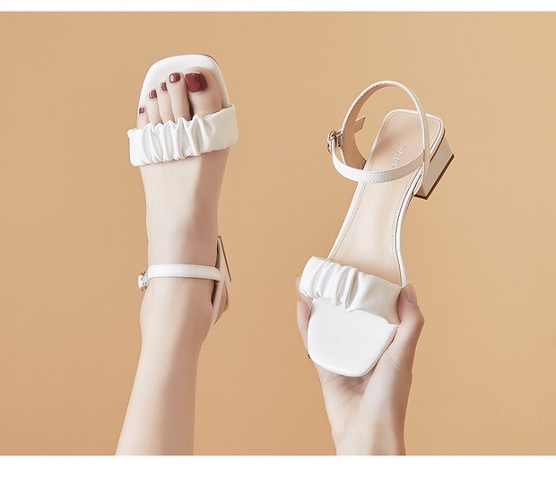 Giày Sandal Cao Gót 5p Phối Xếp Ly Xinh Xắn mã C10