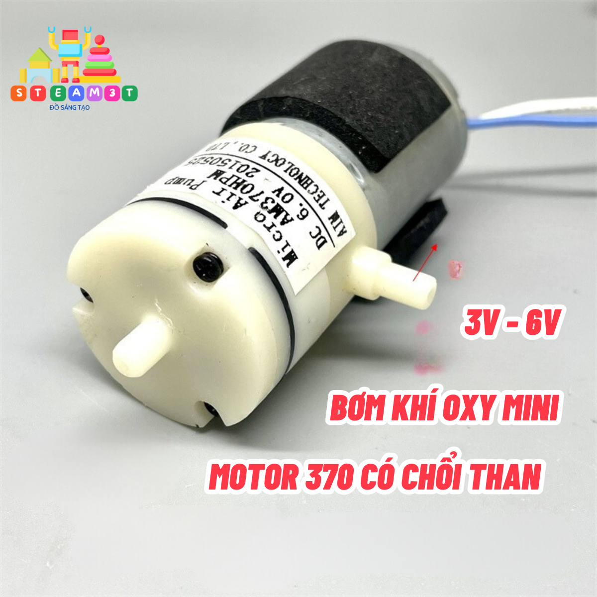 [HCM]Máy bơm khi oxy mini 3V - 6V mới motor 370 hút chân không bơm khí oxy - LK0014