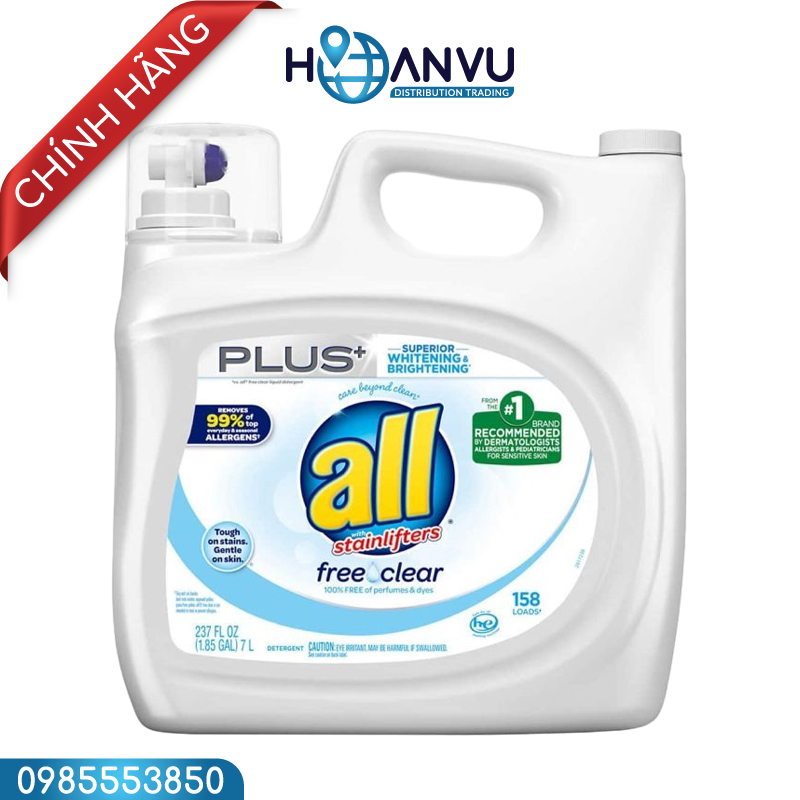 Nước Giặt Tẩy All & Stainlifters Plus Free & Clear 7L