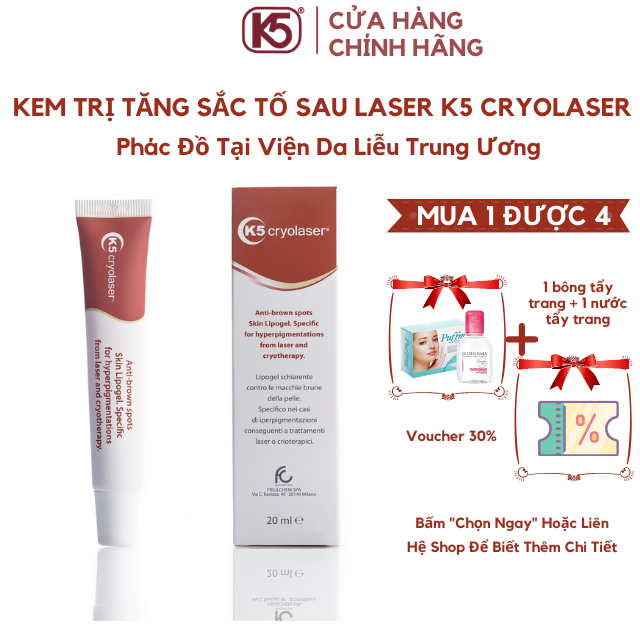 Kem Trị Tăng Sắc Tố Sau Laser, Lăn Kim, Phi Kim K5 CRYOLASER [ PHÁC ĐỒ TRỊ NÁM TẠI VIỆN DA LIỄU ]