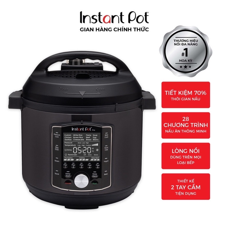 Nồi áp suất đa năng 5.7 lít instant pot pro 60 - 10 chức năng trong 1 - bảo hành chính hãng 1 năm