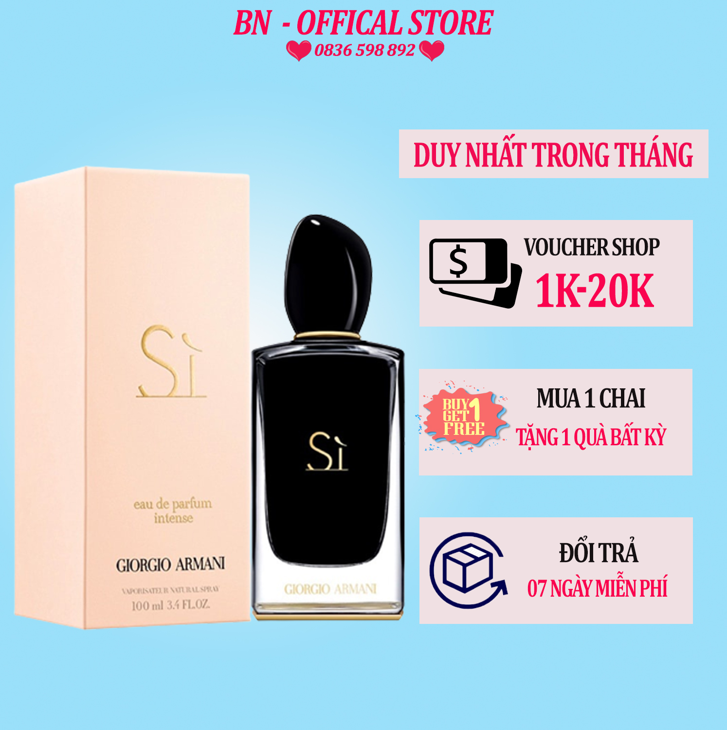 Nước hoa nữ sì đen eau de parfum intense 100ml hương thơm cá tính