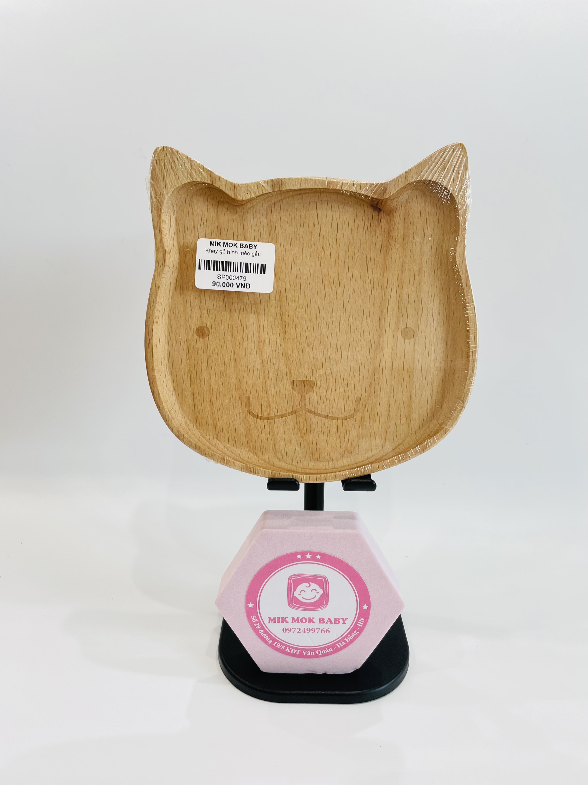 Khay gỗ ăn dặm cho bé organic hình gấu, mèo