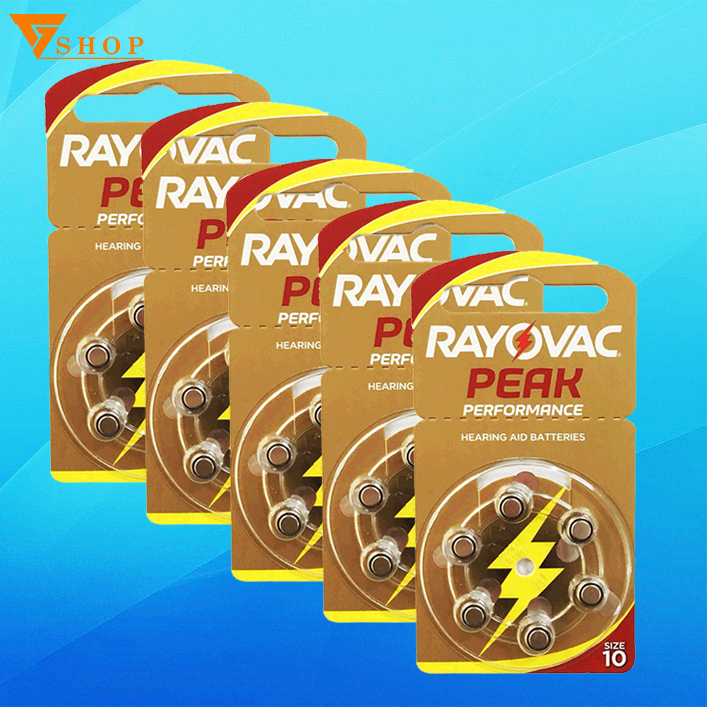 5 vỉ pin máy trợ thính rayovac pr70, pin a10