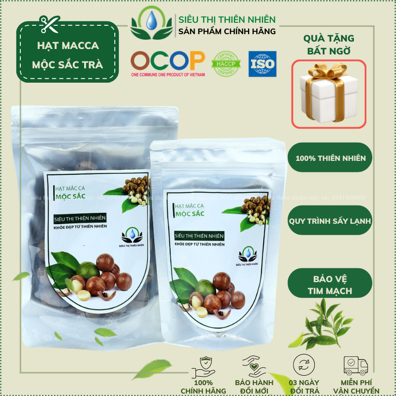 Hạt macca sấy khô chính hãng Mộc Sắc Siêu Thị Thiên Nhiên bảo vệ tim mạch, cung cấp năng lượng giảm béo, hỗ trợ tiểu đường huyết áp giảm cân lành mạnh tốt cho làn da đóng túi zip vệ sinh và dễ bảo quản