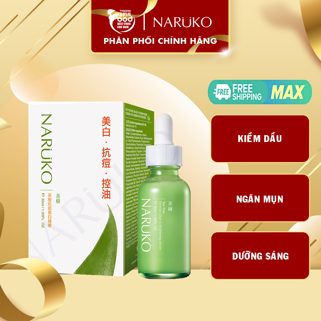 Tinh Chất Tràm Trà Dành Cho Da Mụn Kiềm Dầu Dưỡng Sáng Da Naruko Tea Tree Blemish Clear Brightening Serum 30ml